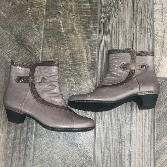 Rockport taupe & brown two tone leather boots 2” heel - Picture 2 of 5